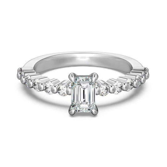 925 Sterling Silver Luminous Promise 0.6CT Emerald-Cut Moissanite Ring