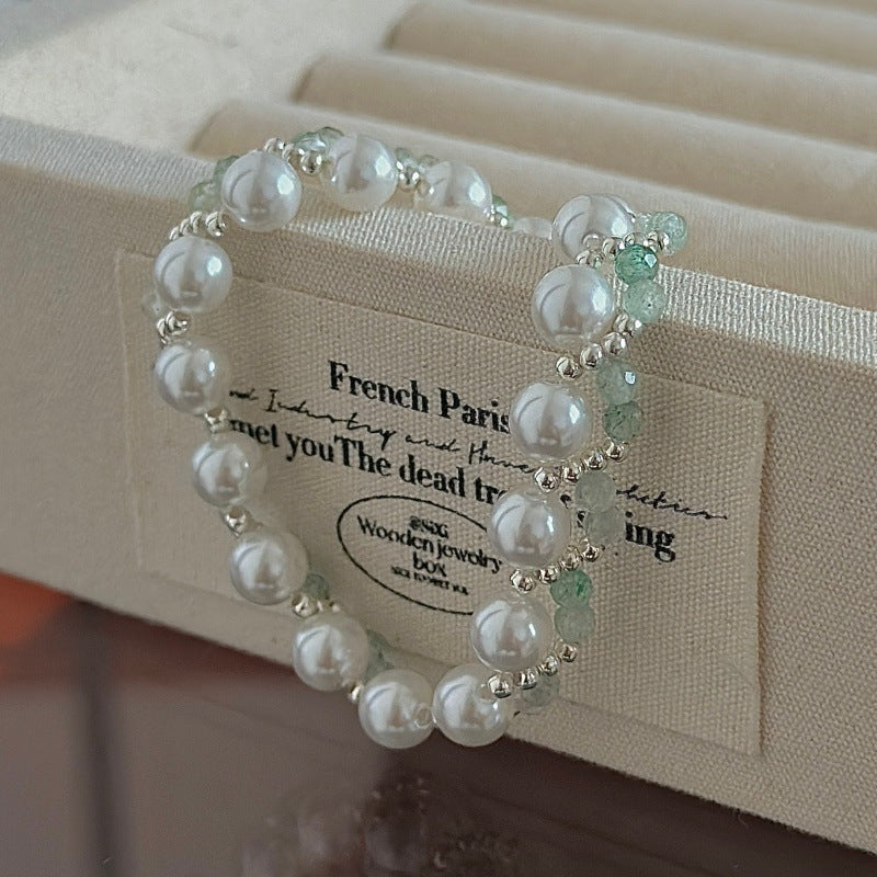 Verdant Pearl Weave S925 Sterling Silver Pearl Beaded Bracelet
