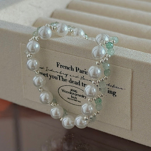 Verdant Pearl Weave S925 Sterling Silver Pearl Beaded Bracelet