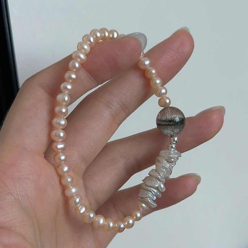 “Pearl Current” S925 Sterling Silver Adjustable Pearl Stretch Ring