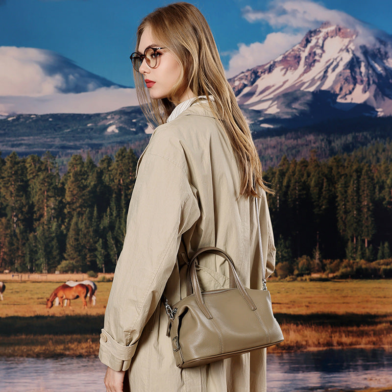 Women's Pebbled Cowhide Pillow Clutch Bag with Adjustable Strap