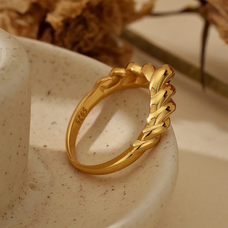 “Twist Elegance” S925 Sterling Silver Twisted Band Ring