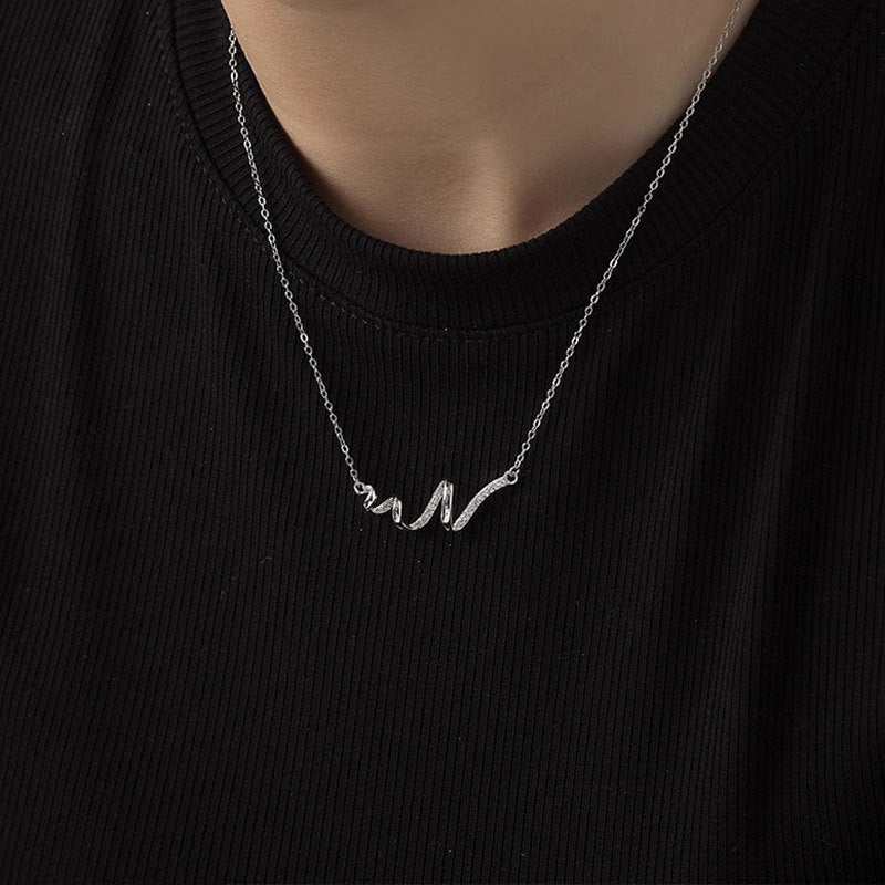Wave Whisper S925 Silver Irregular Zircon Curve Necklace