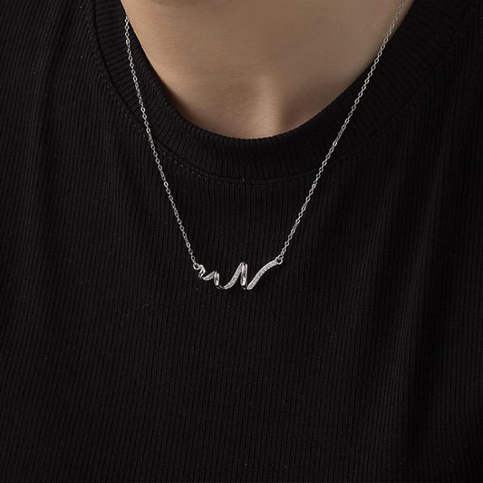 “Wave Eclat” S925 Sterling Silver Irregular Wave Zircon Necklace