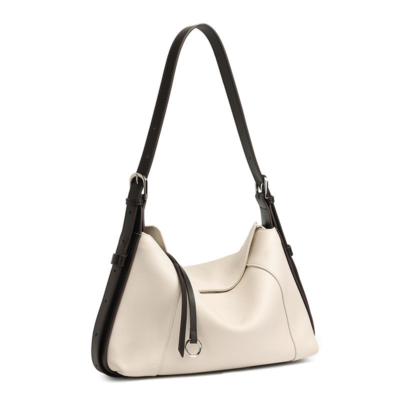 Women's Milled Cowhide Geometric Shoulder Bag with Ring Detail
