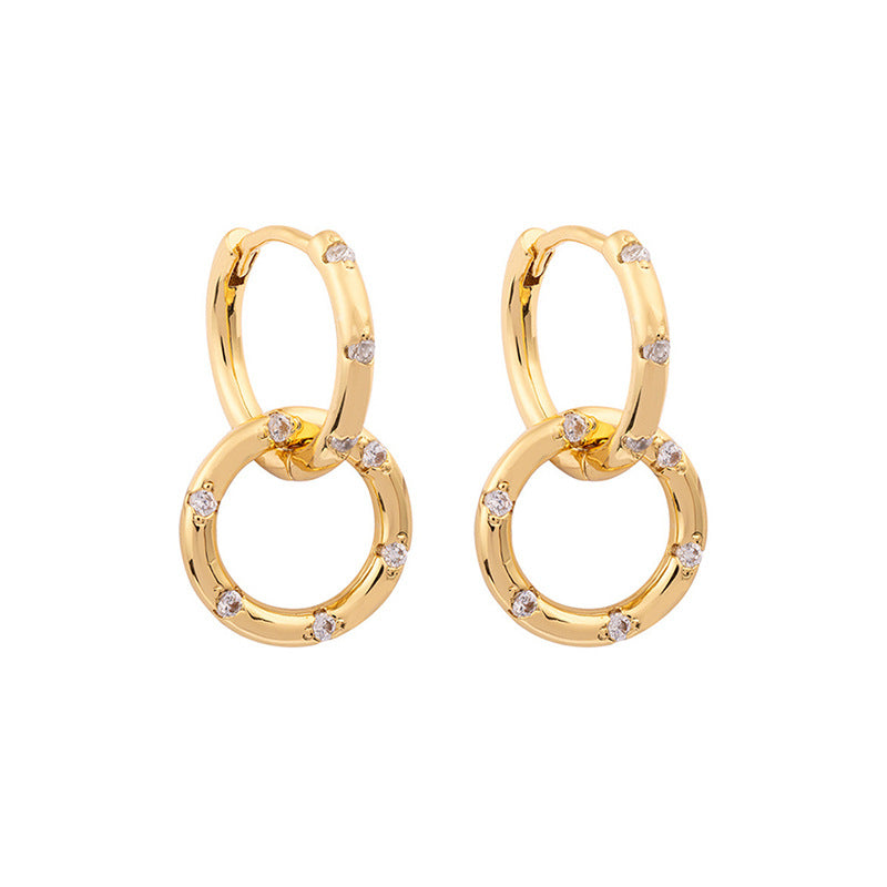 “Interlocking Halo” S925 Sterling Silver Zircon Interlocking Hoop Earrings