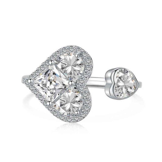 Éclat Amour Heart Pavé Ring, S925 Sterling Silver Zircon Jewelry
