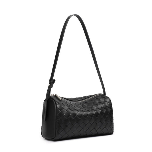 Women's Woven Sheepskin Baguette Bag with Adjustable Strap