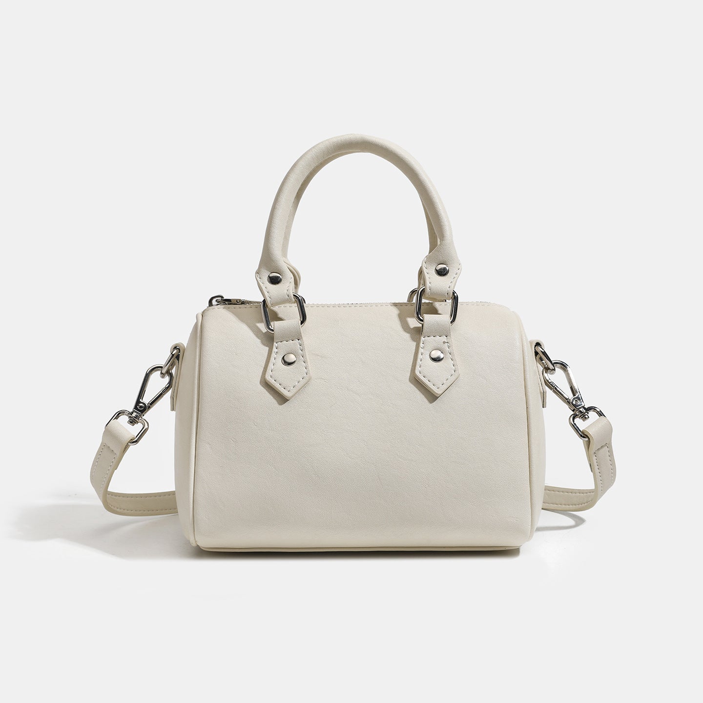 Women's Pebbled Cowhide Boston Barrel Bag with Detachable Strap