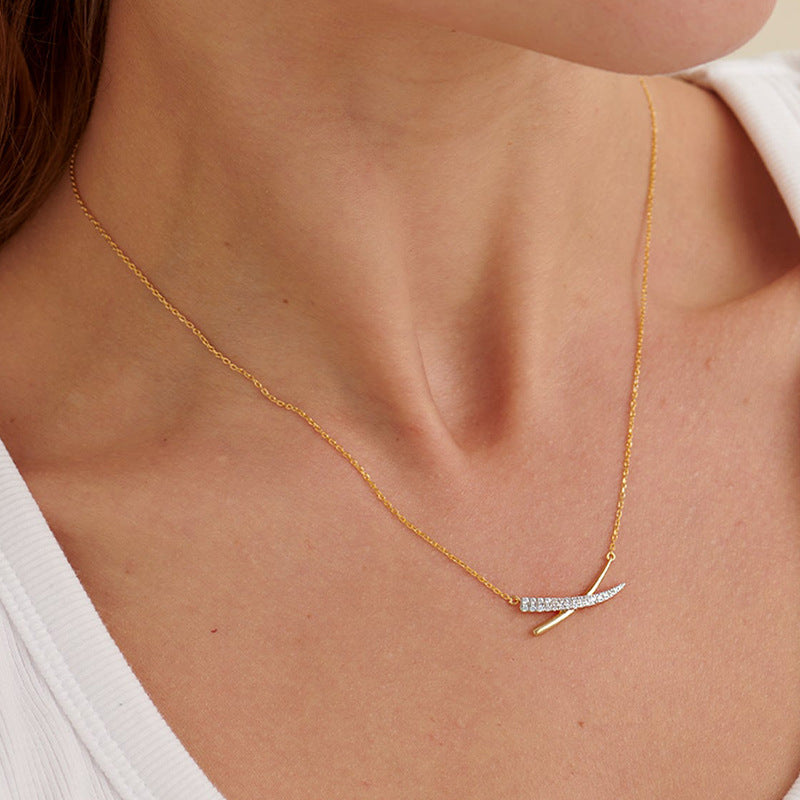“Crossline” S925 Sterling Silver Geometric Cross Necklace