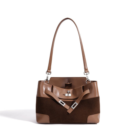 Women's Suede Leather Slouchy Clutch Bag with Detachable Pouch