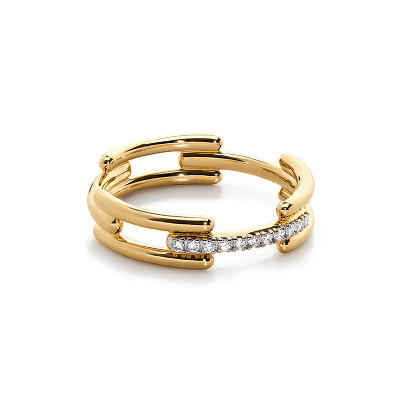 “Lumiere Loop” S925 Sterling Silver Irregular Zircon Ring