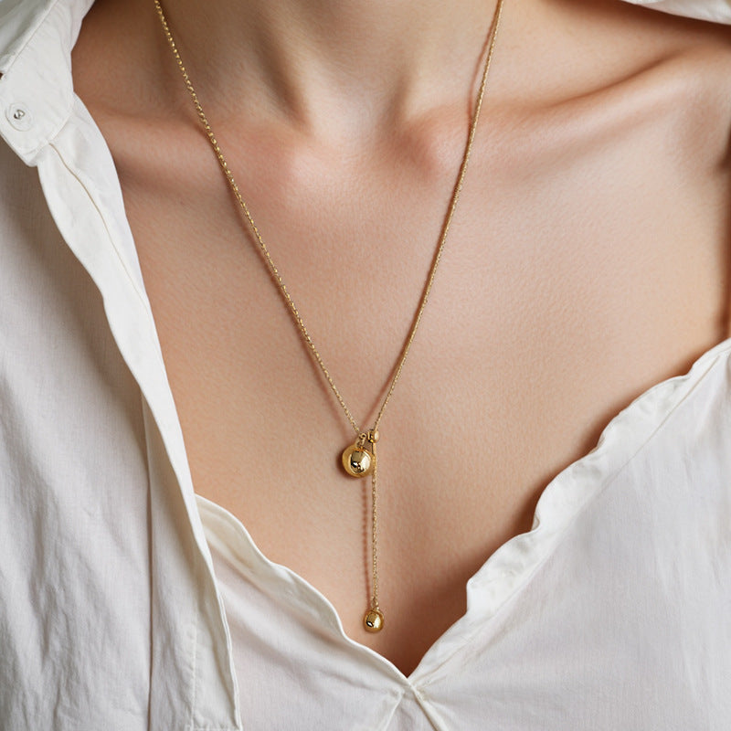 “Sphere Pull” S925 Sterling Silver Geometric Ball Pendant Necklace