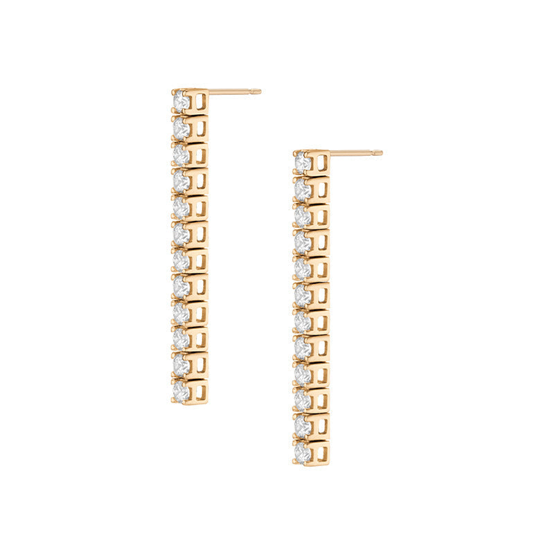 925 Sterling Silver Diamond Bar Drop Earrings – Linear Radiance