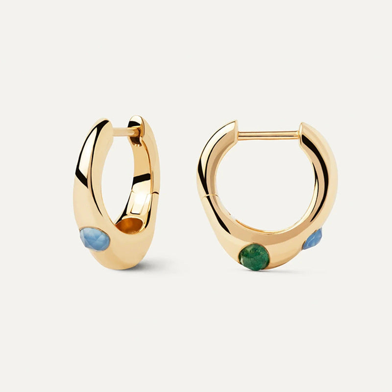 “Prism Flow” S925 Sterling Silver Multicolor Zircon Hoop Earrings