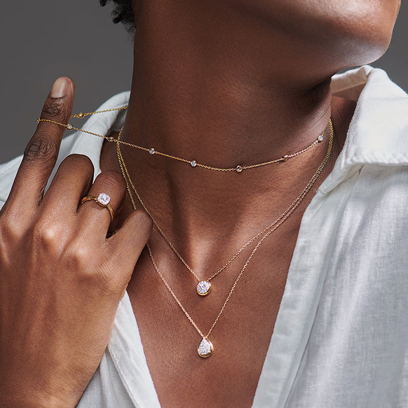 “Circle Lumiere” S925 Sterling Silver Zircon Circle Necklace