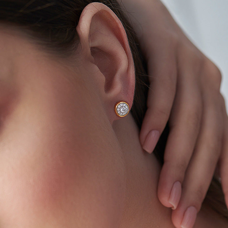“Halo Sphere” S925 Sterling Silver Round Zircon Stud Earrings