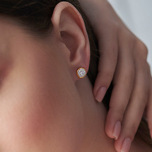 “Halo Sphere” S925 Sterling Silver Round Zircon Stud Earrings