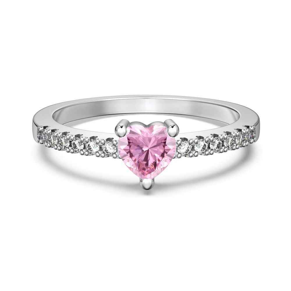 925 Sterling Silver Pink Heart Solitaire Ring – Petite Heart Gleam