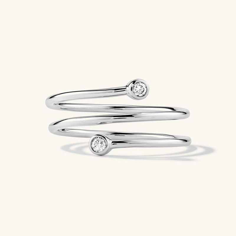 “Orbit Layers” S925 Sterling Silver Multi-Band Zircon Open Adjustable Ring