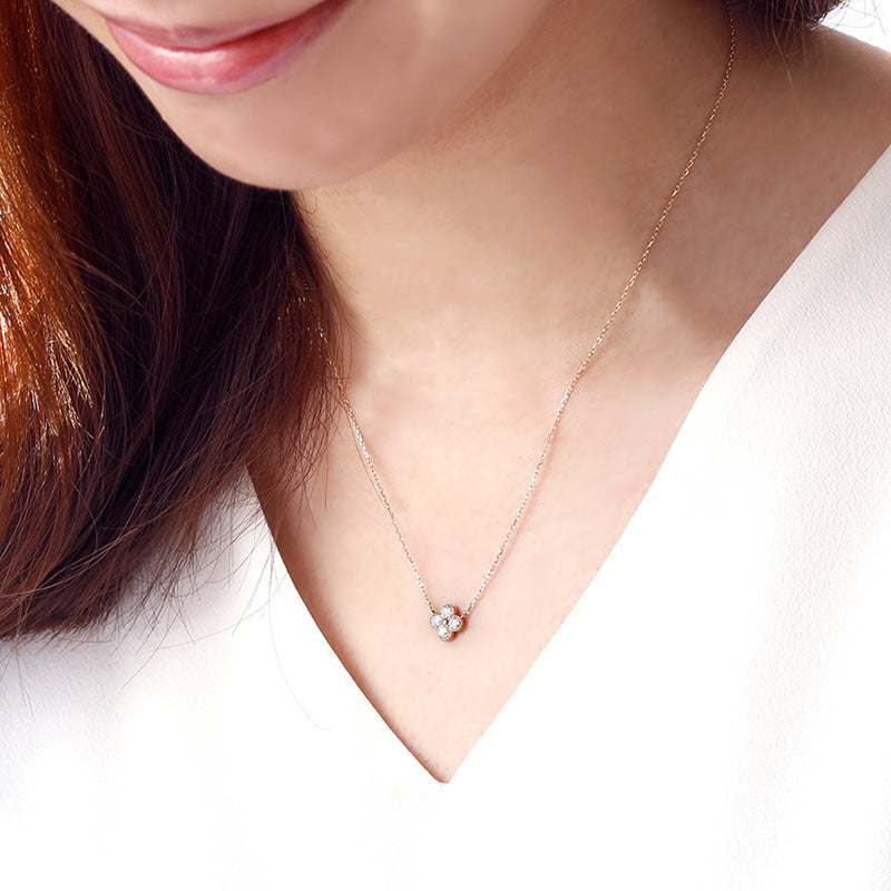 “Clover Muse” S925 Sterling Silver Four-Leaf Clover Necklace