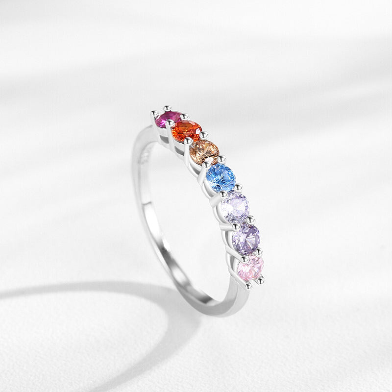 925 Sterling Silver Multi Stone Band Ring