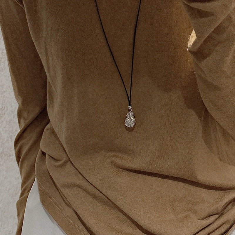 “Lucky Gourd” S925 Sterling Silver Adjustable Long Gourd Necklace