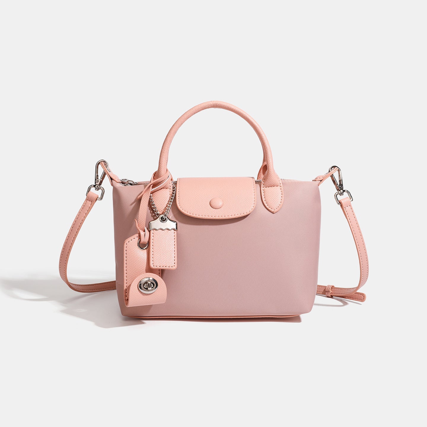 Women's Lightweight Nylon Dumpling Bag with Leather Trim