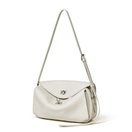 Women's Genuine Leather Envelope Flap Bag with Twist-Lock