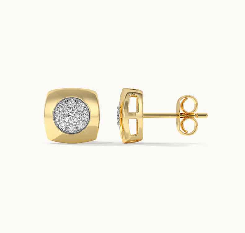 Modern Frame Geometric Square Jewelry Set 925 Sterling Silver Stud Earrings & Adjustable Ring