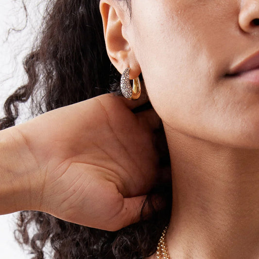 “U-Shaped Brilliance” S925 Sterling Silver Full-Pavé Zircon Huggie Hoop Earrings
