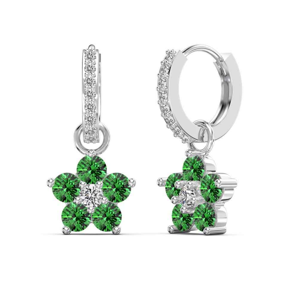 Dopamine Bloom Colorful Floral Crystal Hoop Earrings in S925 Sterling Silver