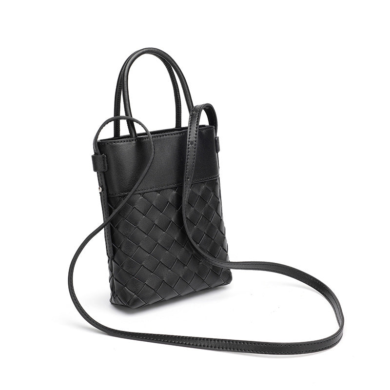 Women's Woven Lambskin Mini Tote with Adjustable Strap