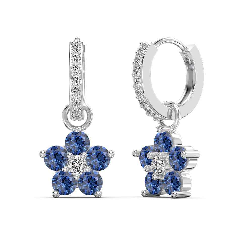 Dopamine Bloom Colorful Floral Crystal Hoop Earrings in S925 Sterling Silver