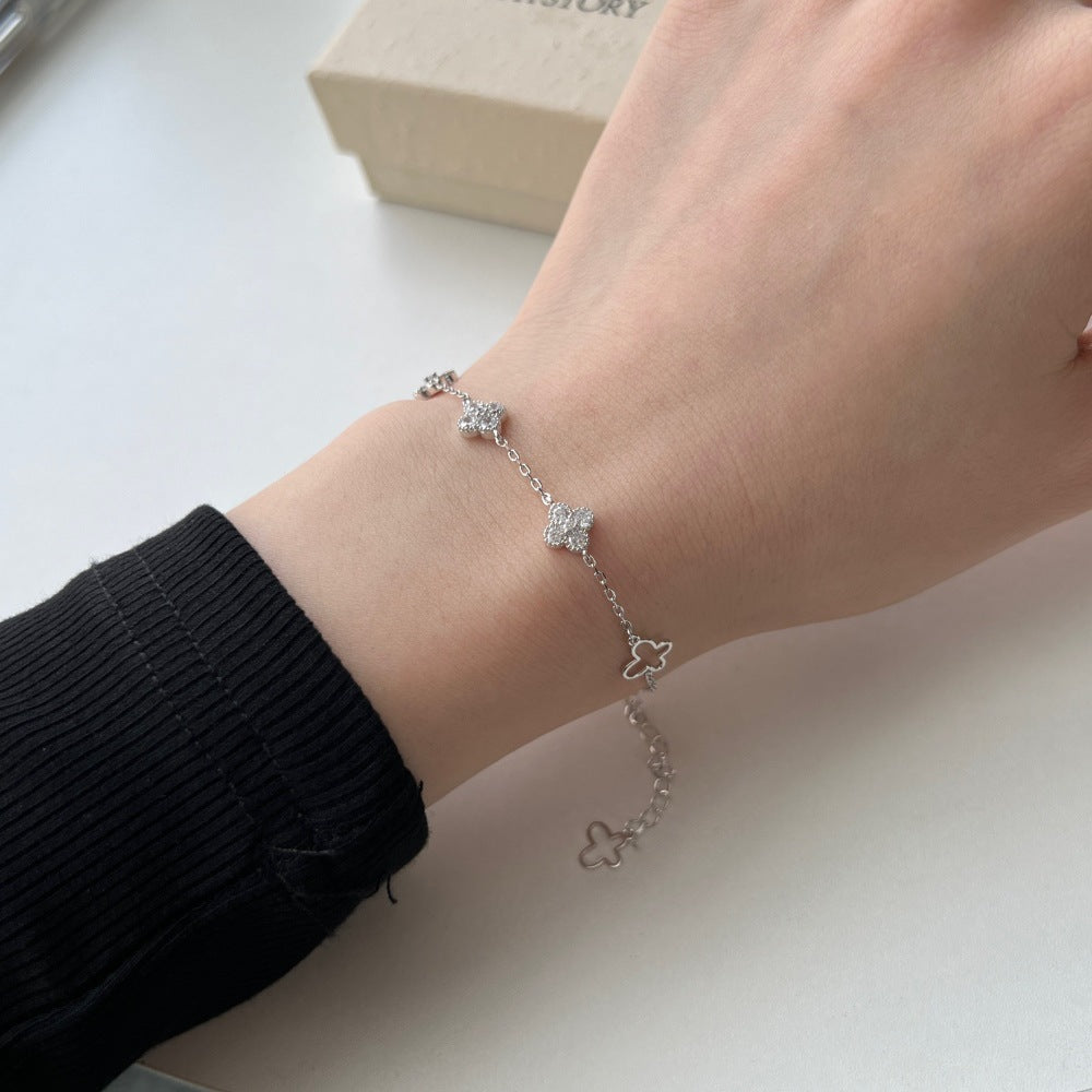 925 Sterling Silver Clover Zircon Bracelet – Lucky Clover Waltz