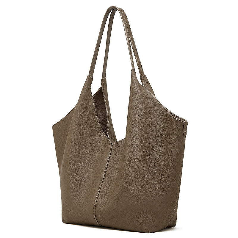 Women's Pebbled Cowhide V-Cut Hobo Shoulder Bag