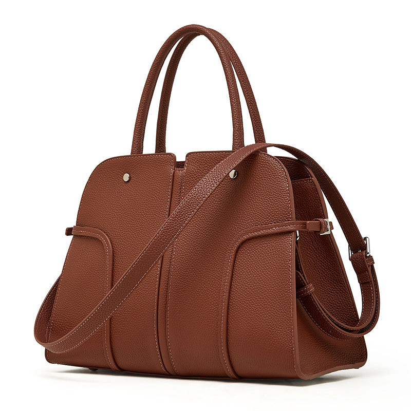 Women's Pebbled Cowhide Paneled Doctor-Style Work Bag