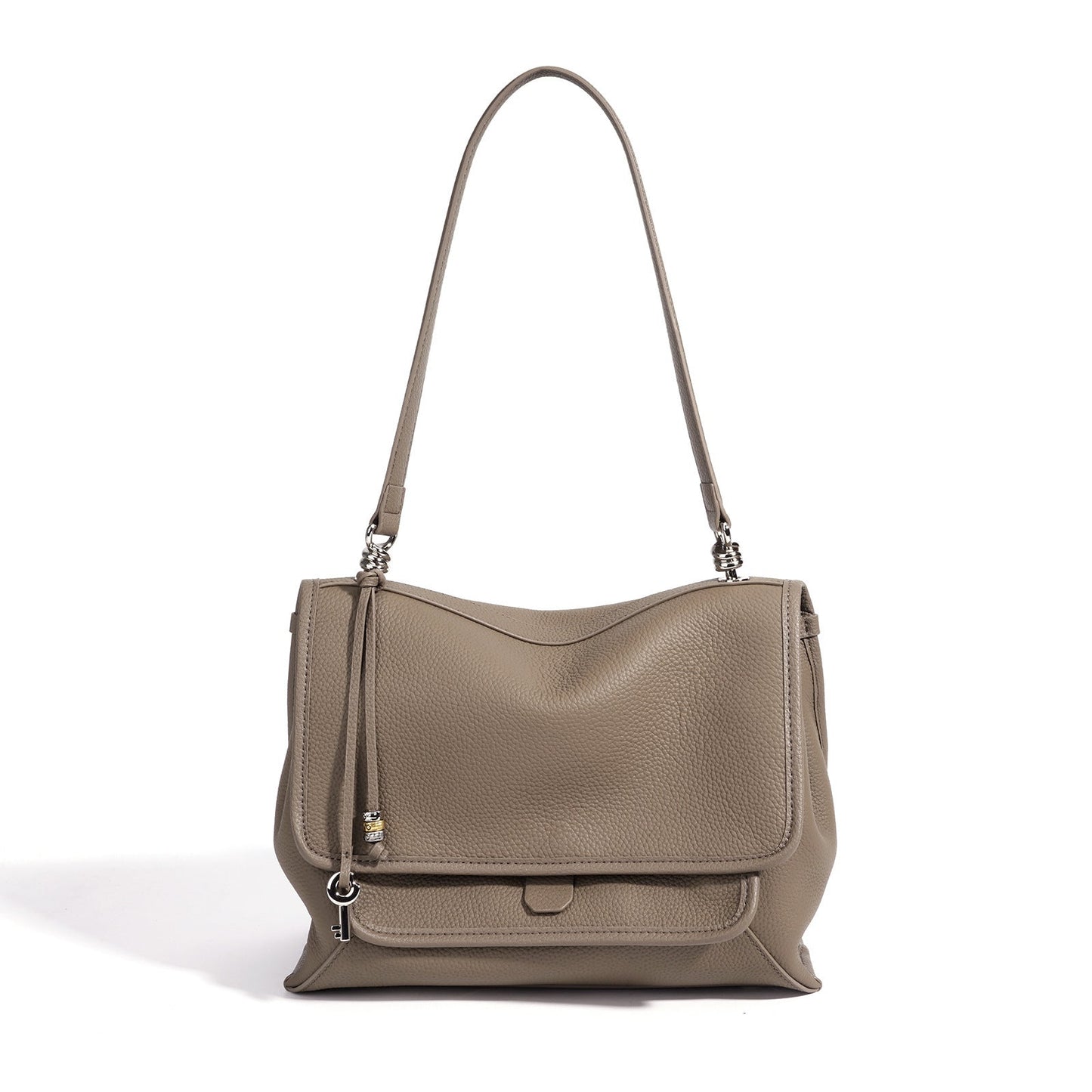 Women's Pebbled Cowhide Flap Messenger Bag with Adjustable Strap