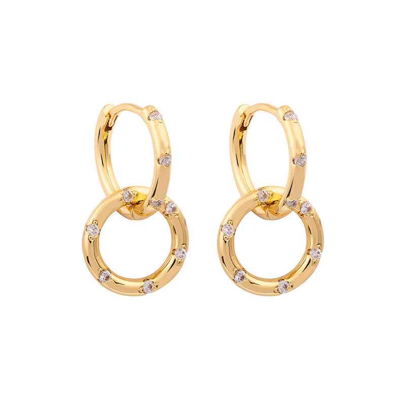 925 Sterling Silver Double-Hoop Pavé Zircon Earrings – Linked Radiance