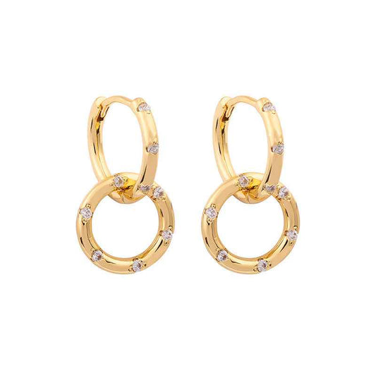 925 Sterling Silver Double-Hoop Pavé Zircon Earrings – Linked Radiance