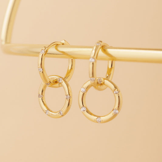 “Interlocking Halo” S925 Sterling Silver Zircon Interlocking Hoop Earrings