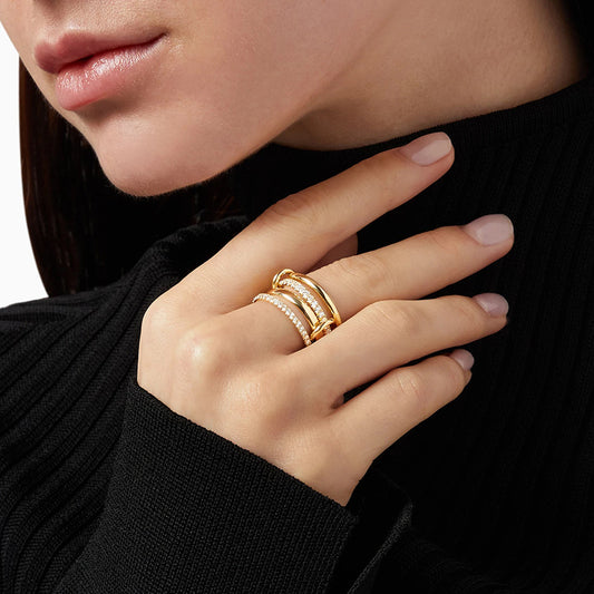 “Quad Halo” S925 Sterling Silver Four-Ring Zircon Band Ring