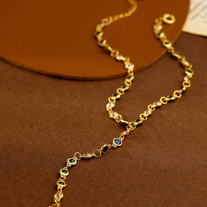 “Color Orbit” S925 Sterling Silver Multicolor Zircon Circle Bracelet