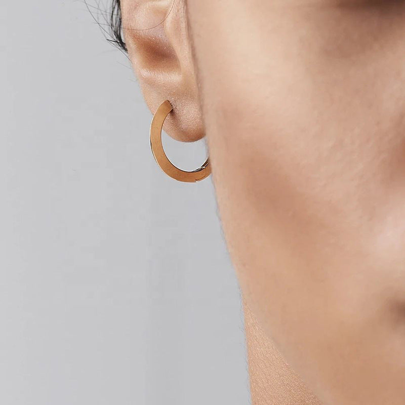 “Modern Orbit” S925 Sterling Silver Geometric Circle Hoop Earrings