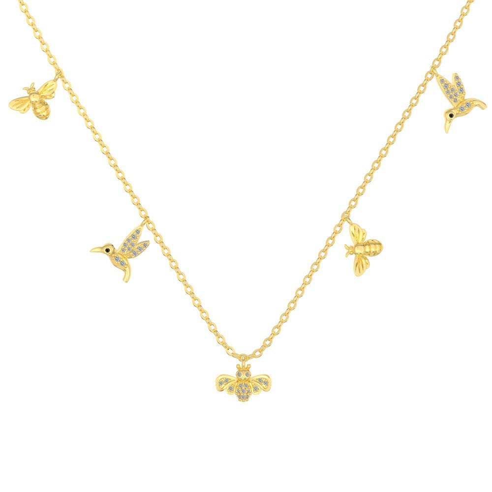 “Firefly Hummingbird” S925 Sterling Silver Zircon Necklace & Bracelet Set