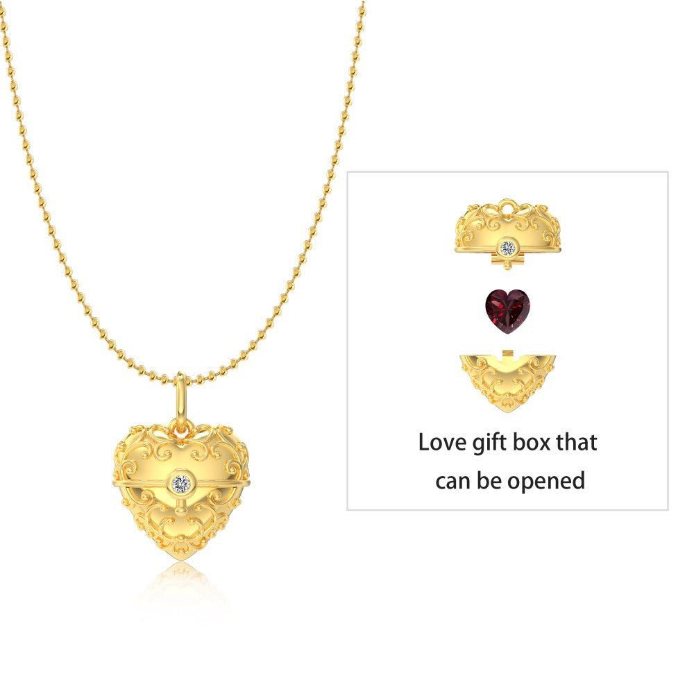 Secret Heart Casket Openable Heart Pendant Necklace S925 Sterling Silver