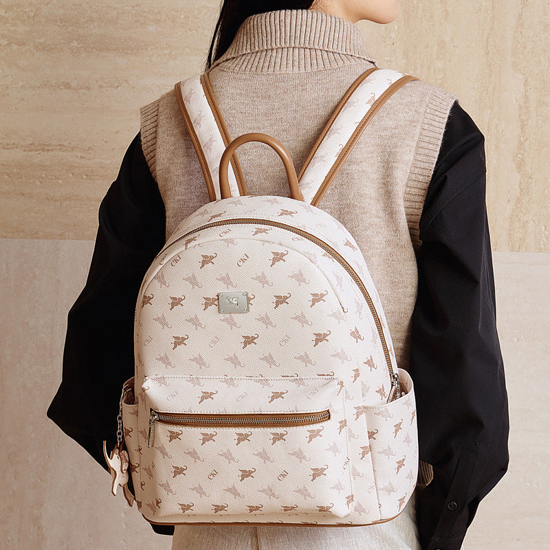 Women's Flying Elephant Print Backpack with Large Capacity and Zipper Closure
