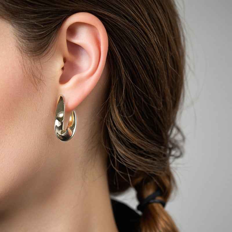 925 Sterling Silver Twist Arc Sculptural Earrings 18K Gold Plated Earrings