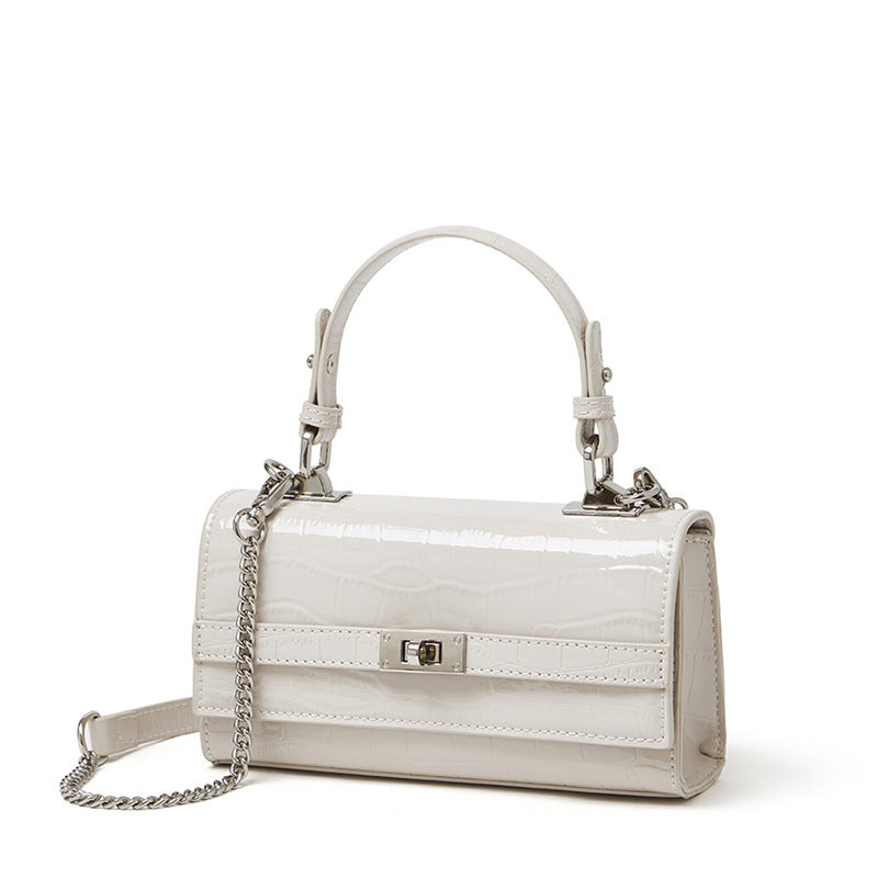 Women's Glossy Croc Cowhide Twist-Lock Envelope Bag