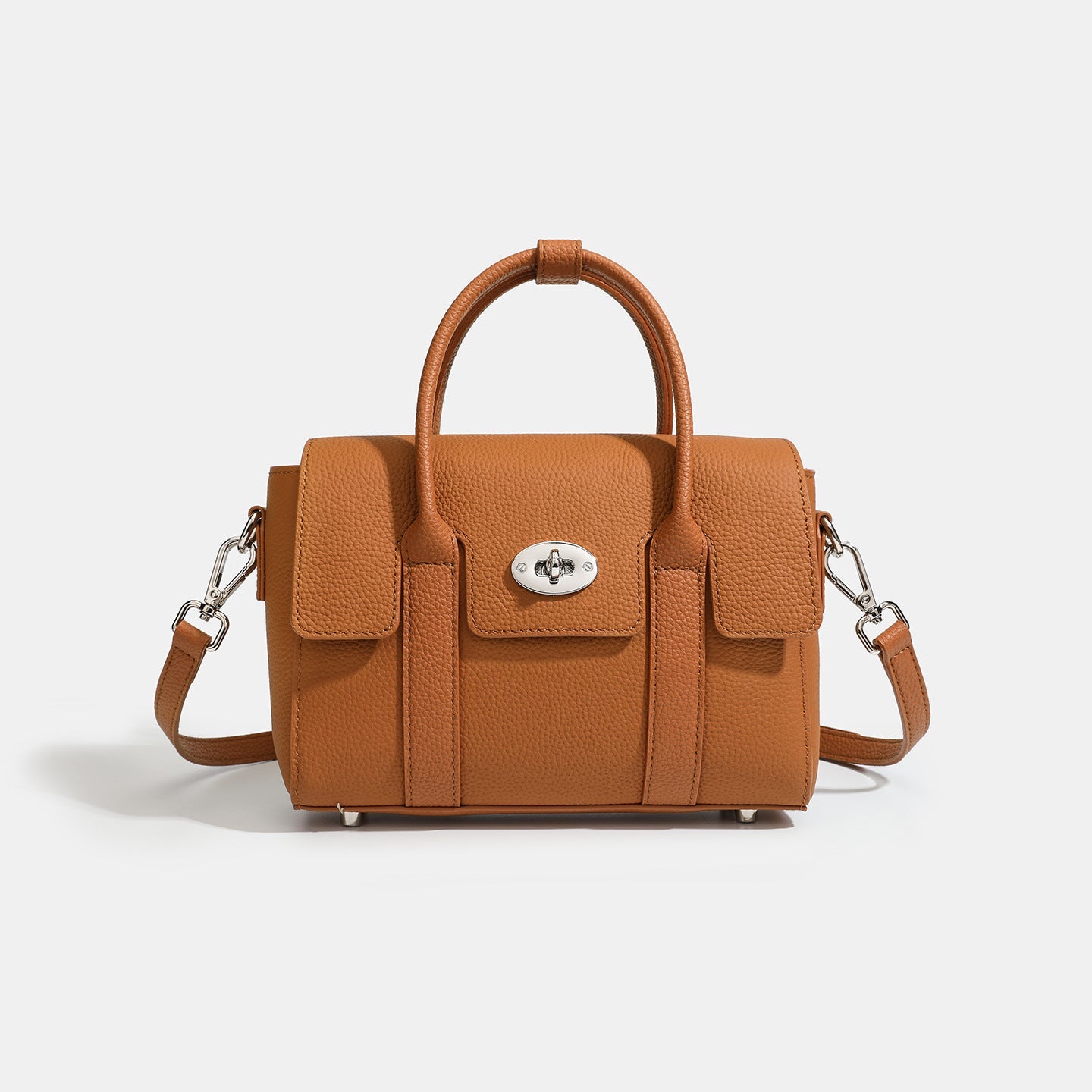 Women's Top-Grain Cowhide Vintage Twist-Lock Box Bag